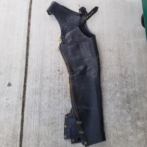 Heavy duty black leather chaps